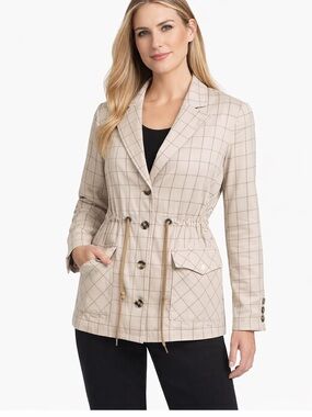 CAbi Plaid Utility Jacket Medium
Beige Drawstring Waist Lightweight Blazer